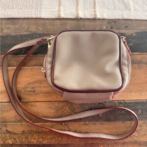 Chic Cream and Burgundy Crossbody Bag